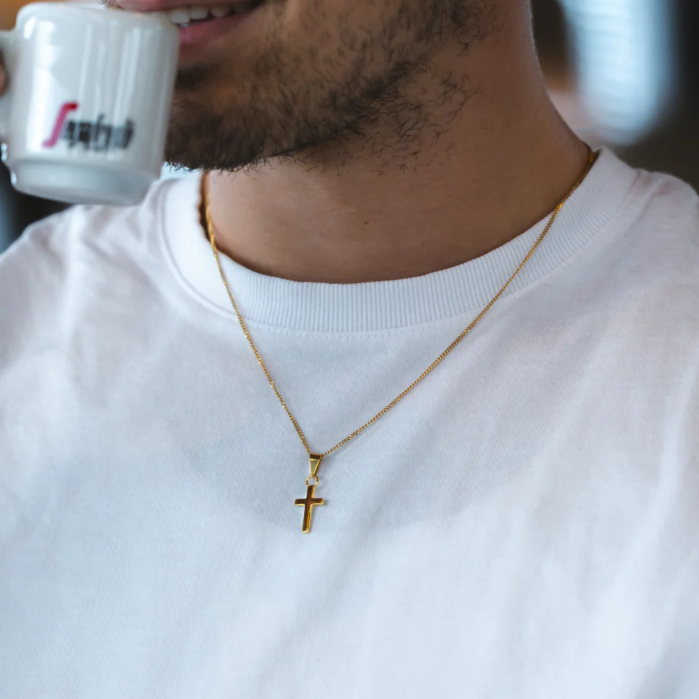 Mini Cross (Thin Chain) - 18K Gold - Image 3