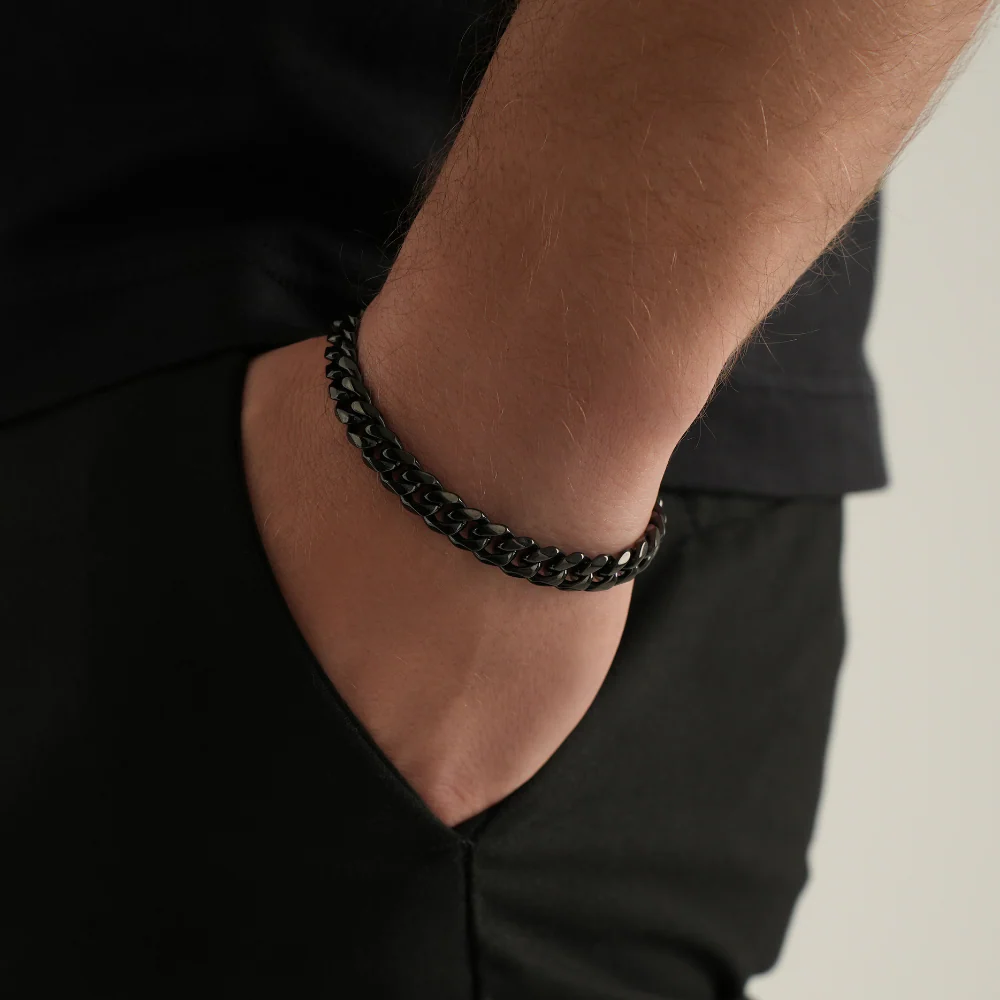 Black Cuban Bracelet (8MM) - Image 4