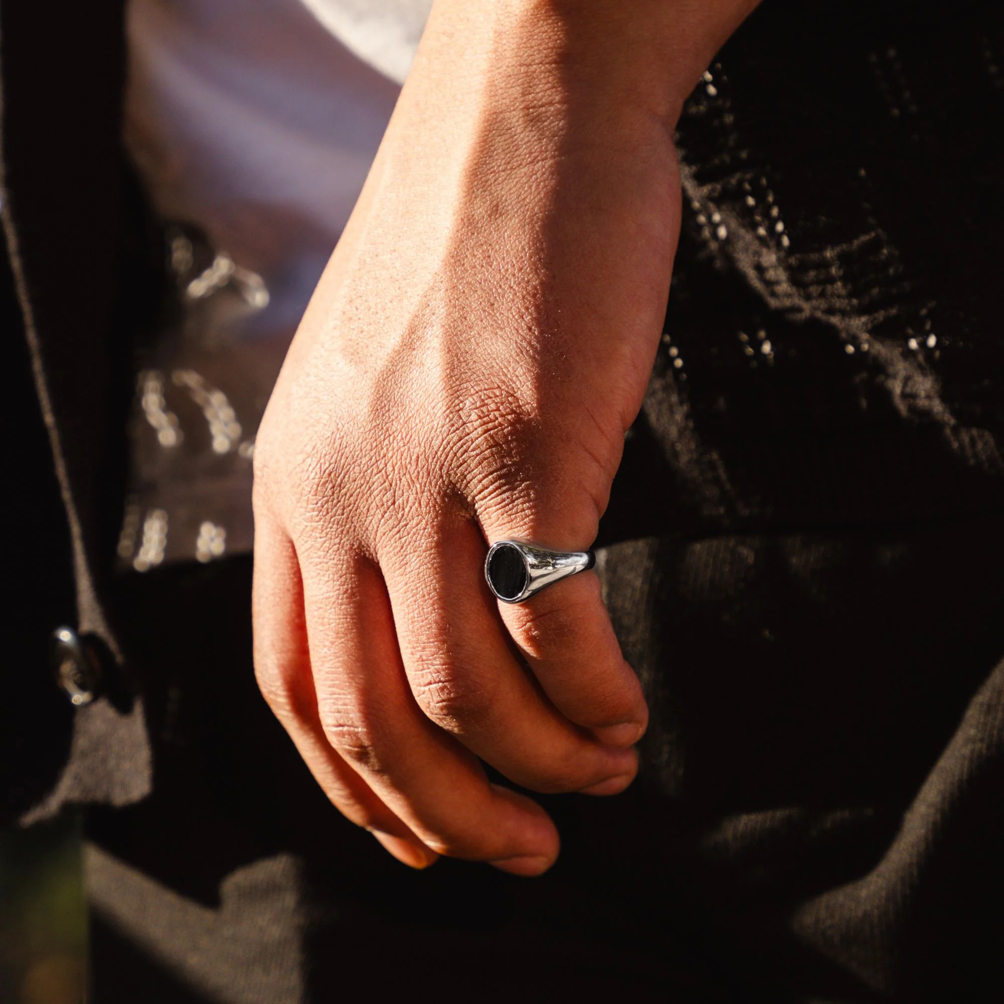 Black Onyx Signet Ring - Silver - Image 4
