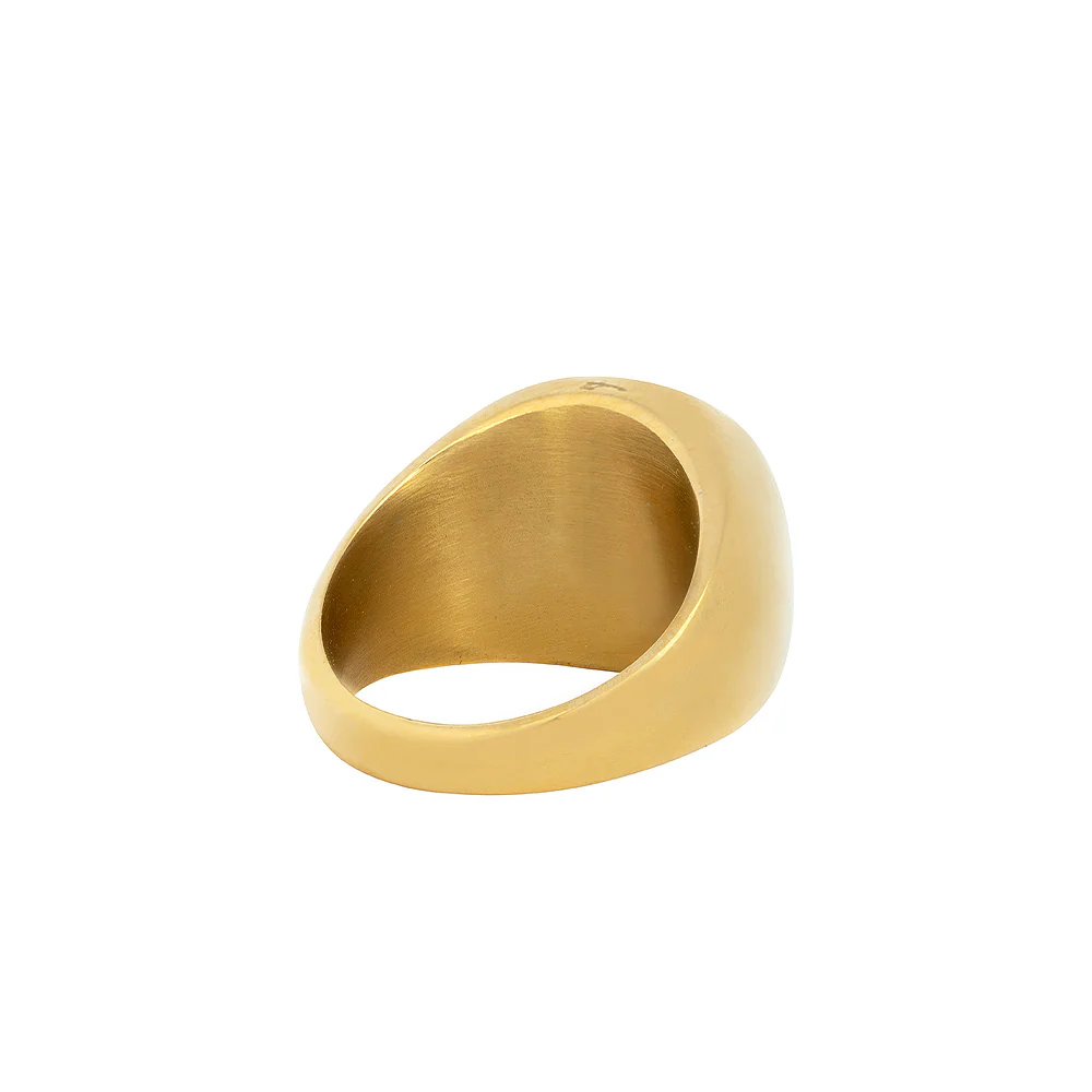 Black Polished Signet Ring - Gold - Image 6