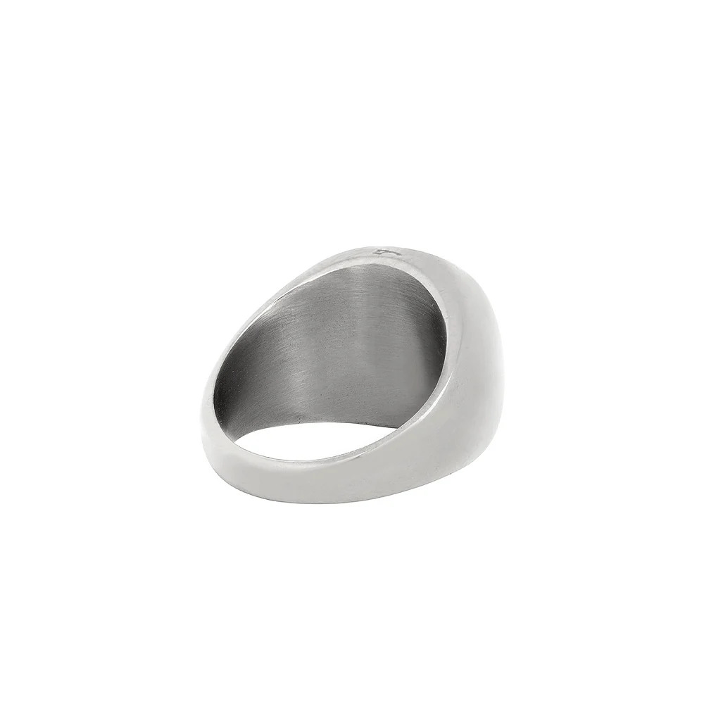 Black Polished Signet Ring - Silver - Image 5