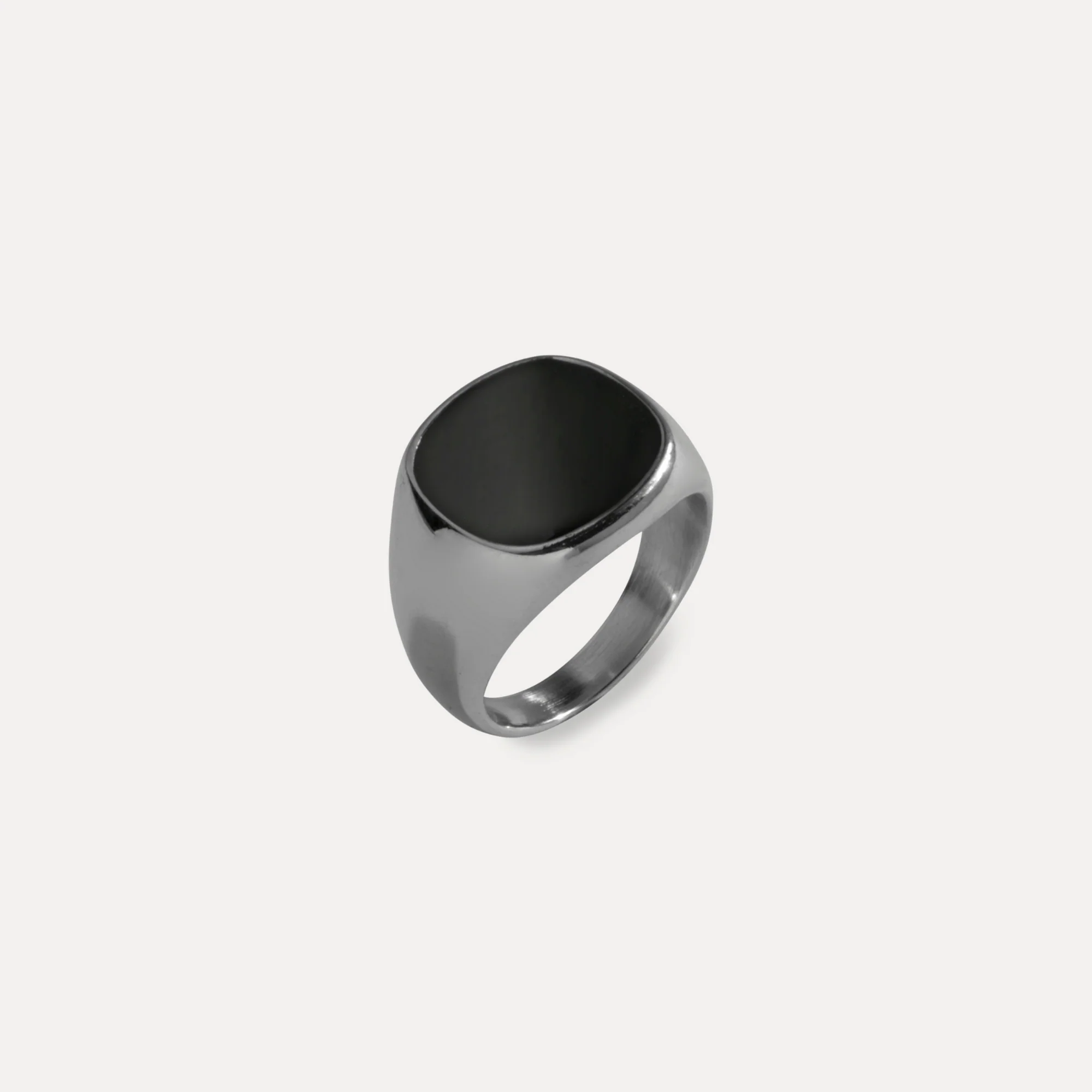 Black Polished Signet Ring - Silver - Image 8