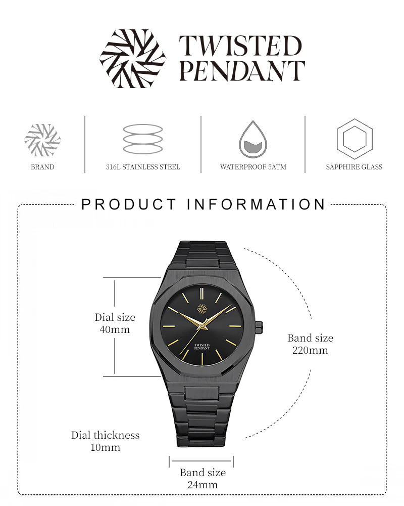 Black Stainless Steel Watch - Image 8