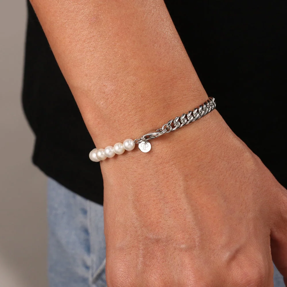 Freshwater Pearl Cuban - Silver - Image 3