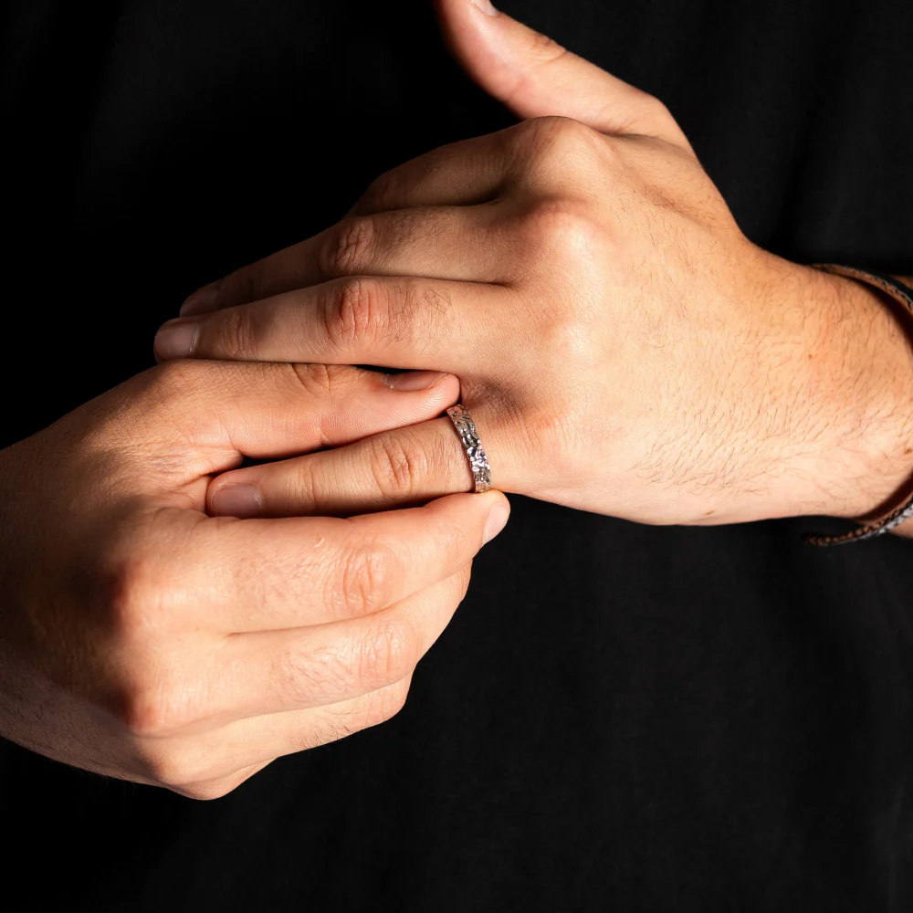 Hammered Band Ring - Silver - Image 3