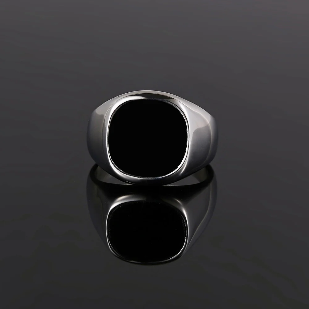 Large Black Onyx Signet Ring - Silver - Image 6