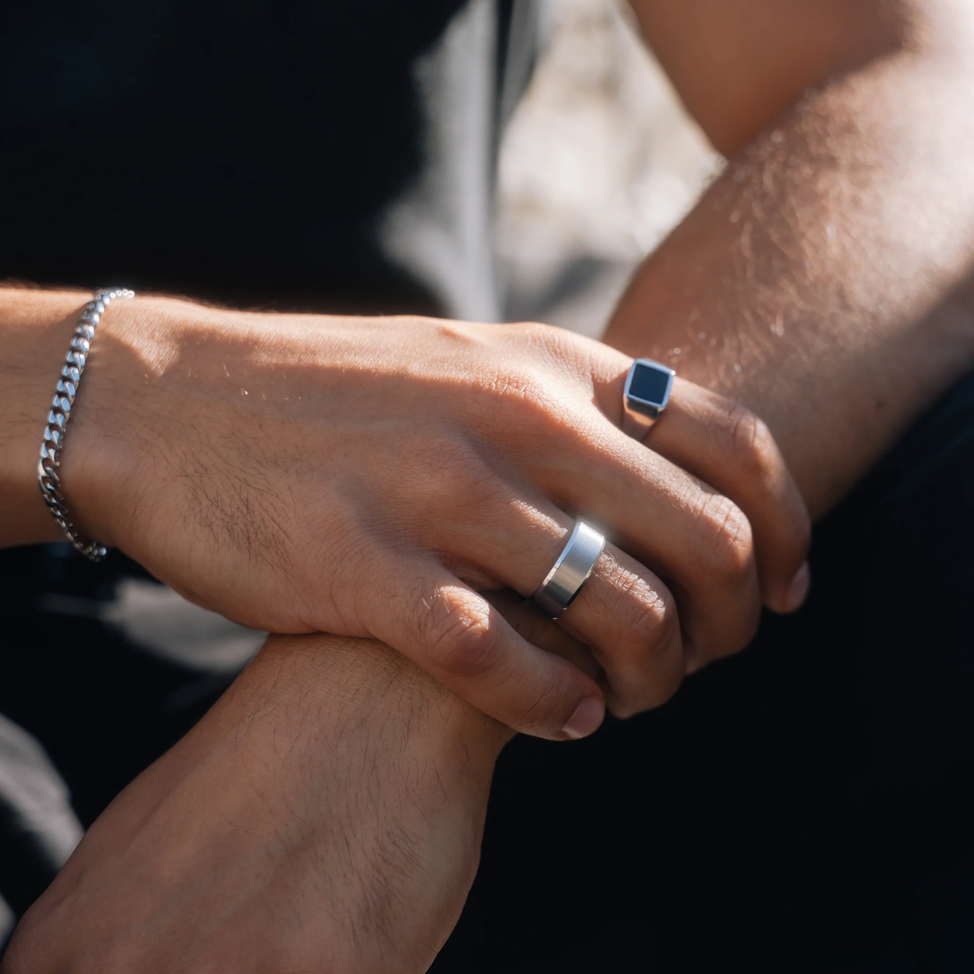 Mens Band Ring - Silver - Image 3