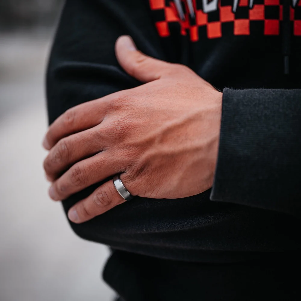Mens Band Ring - Silver - Image 4