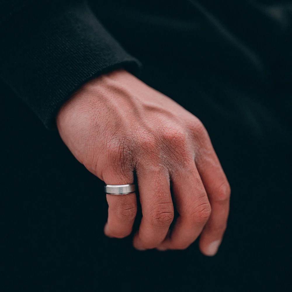 Mens Band Ring - Silver - Image 5