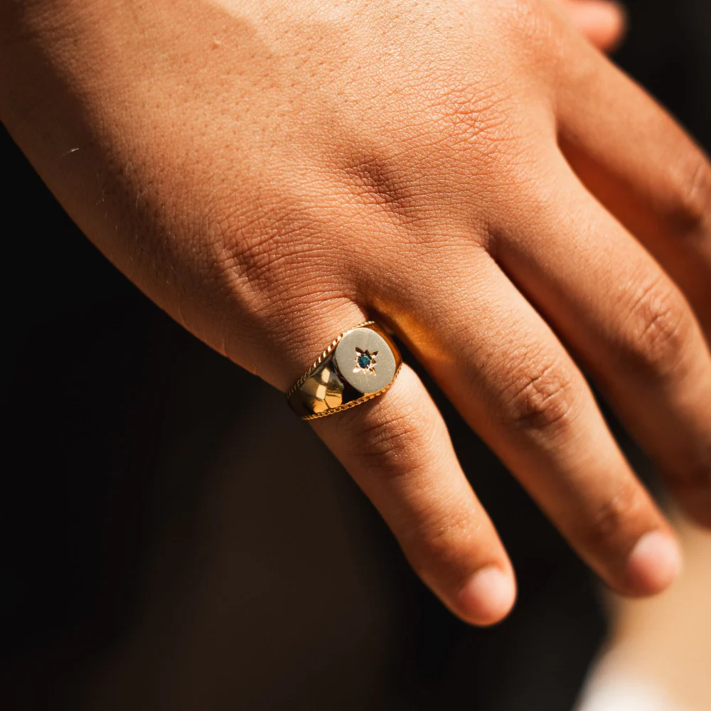 North Star Signet Blue Ring - Silver - Image 4