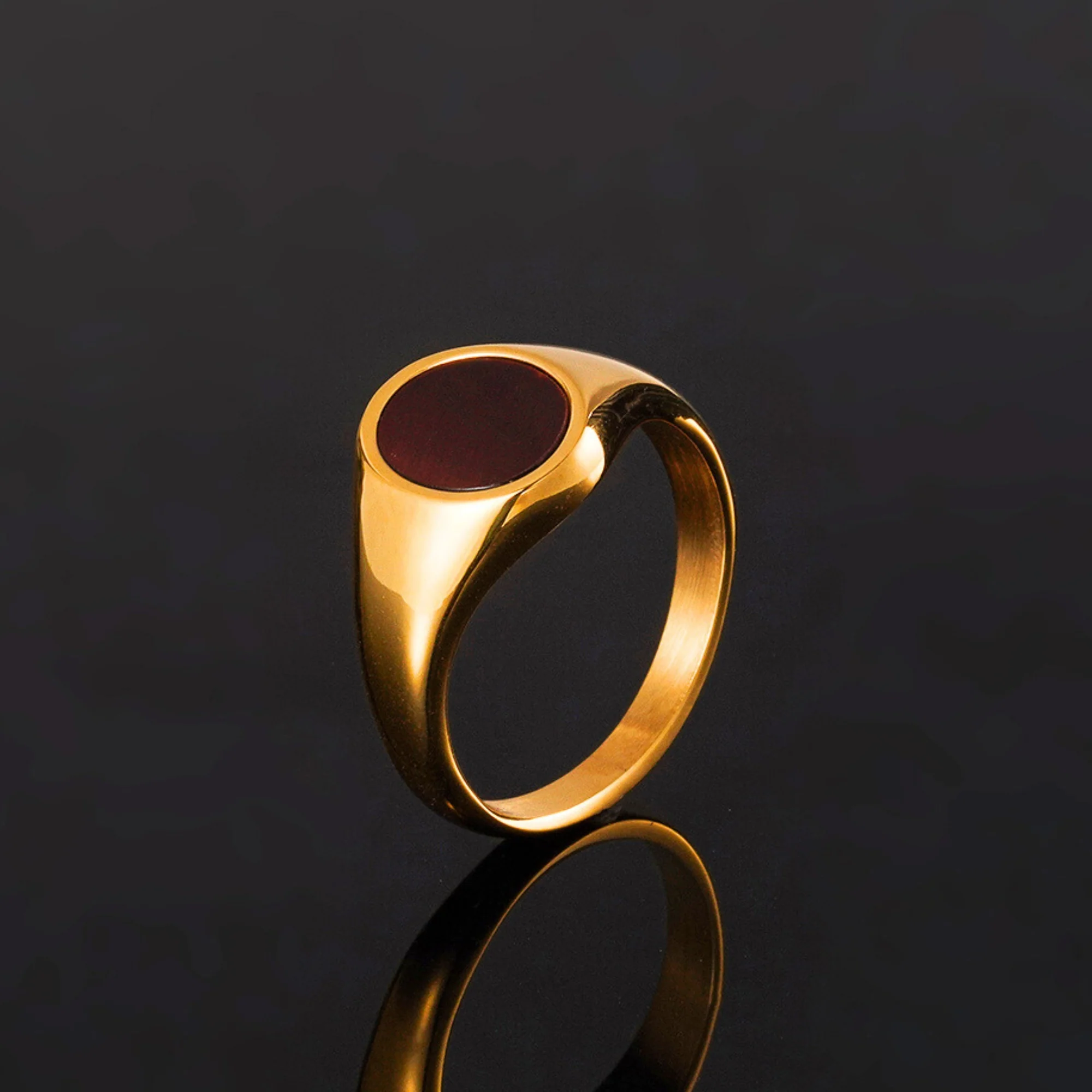 Red Tigers Eye Oval Ring - Gold - Image 4