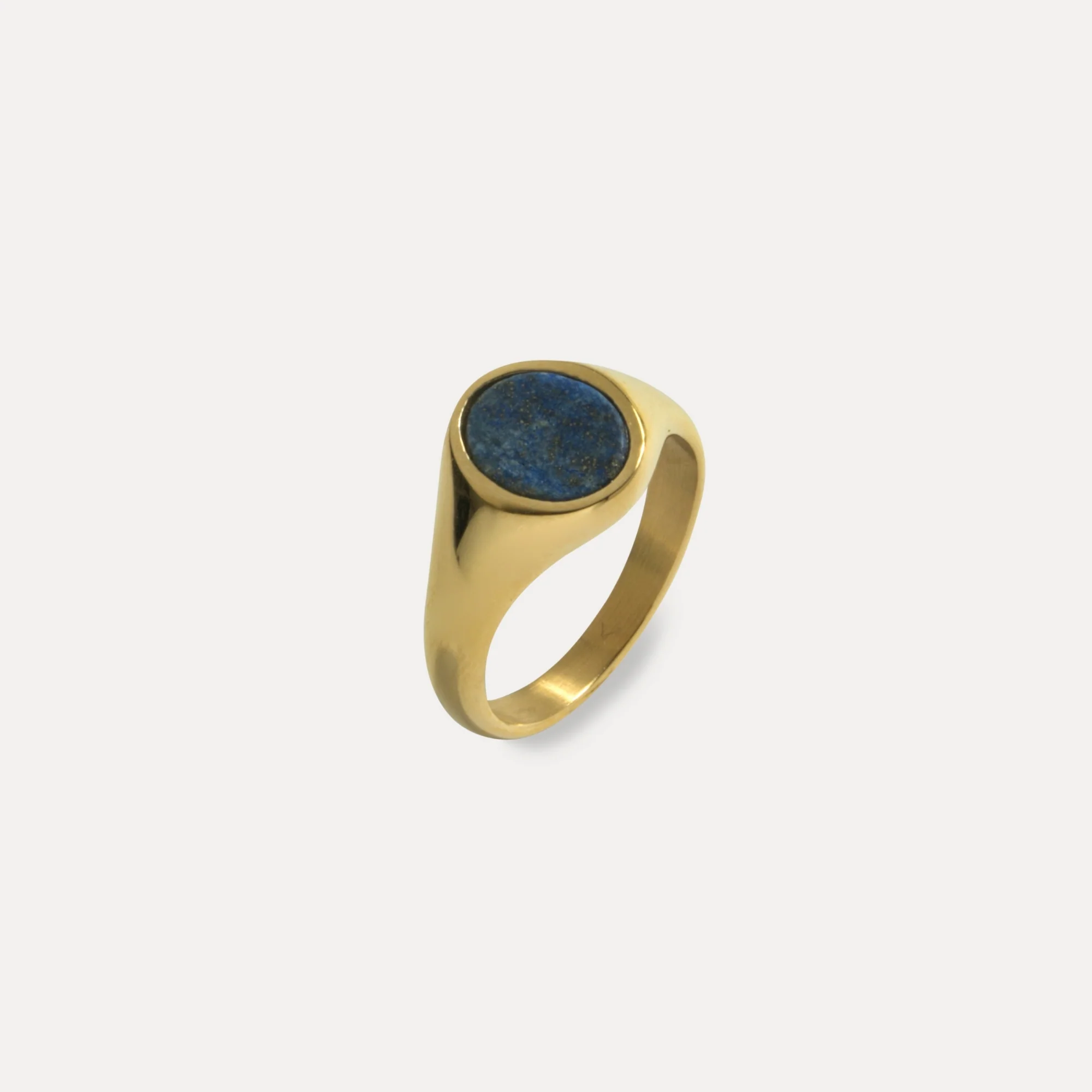 Blue Lapis Lazuli Signet Ring - Gold - Image 4