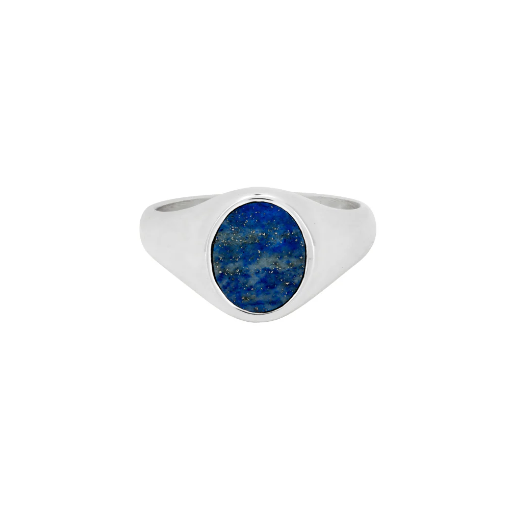 Blue Lapis Lazuli Signet Ring - Silver - Image 6