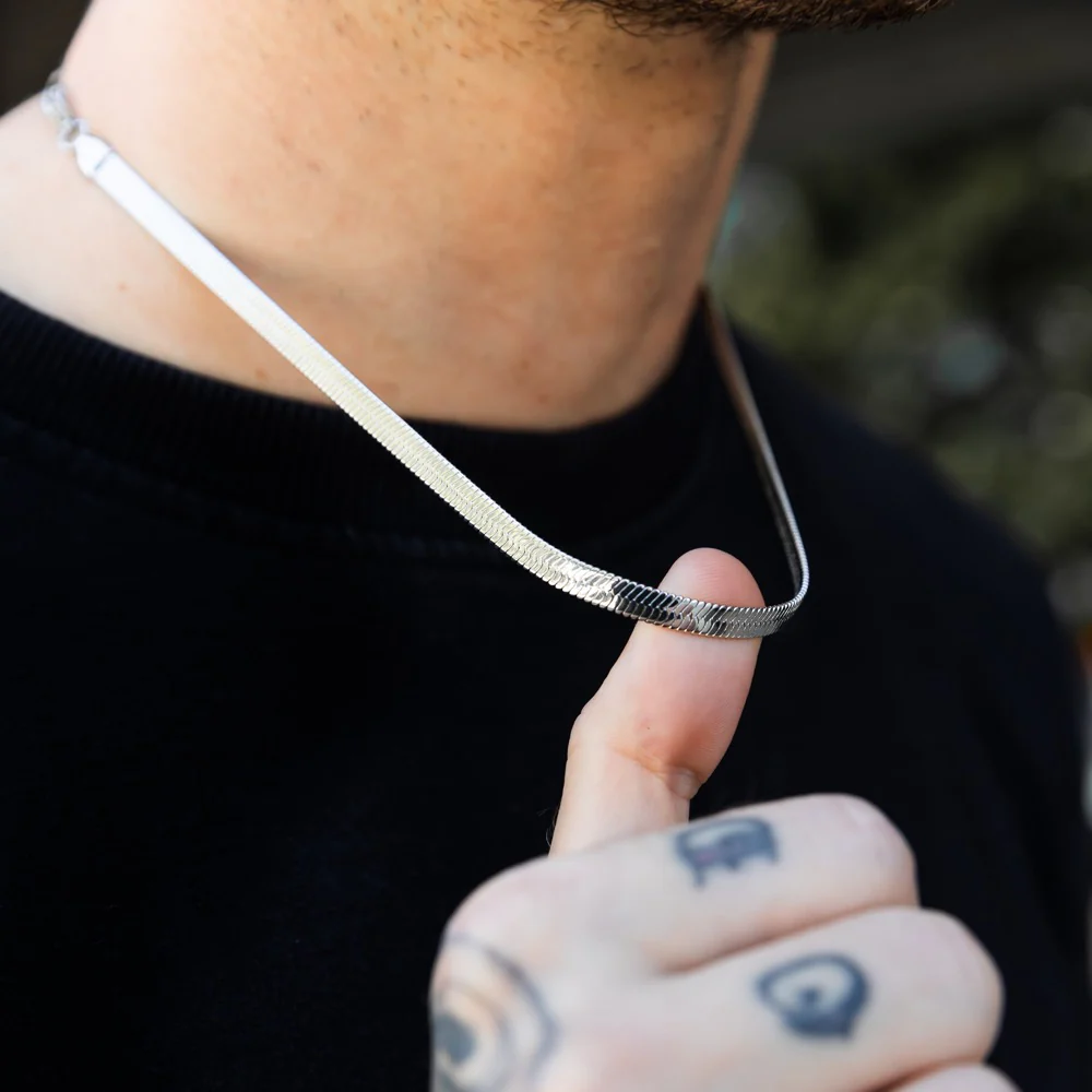 Silver Flat Snake Chain (5MM) - Image 4