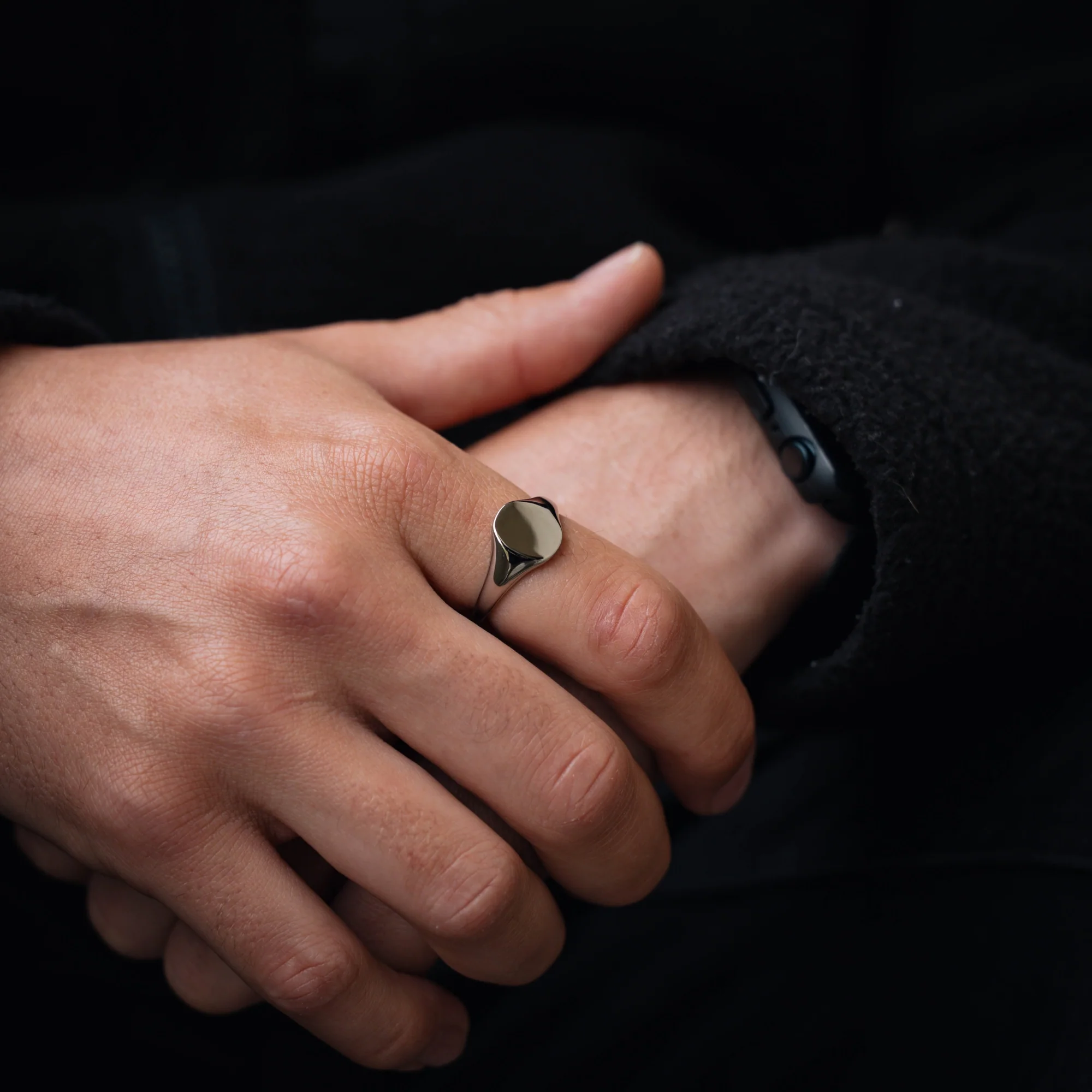 Smooth Signet Ring - Silver - Image 11