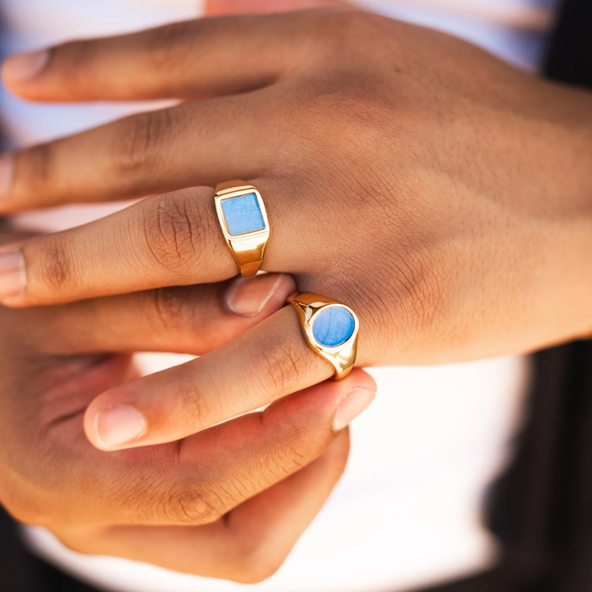 Blue Lace Agate Ring - Gold - Image 4
