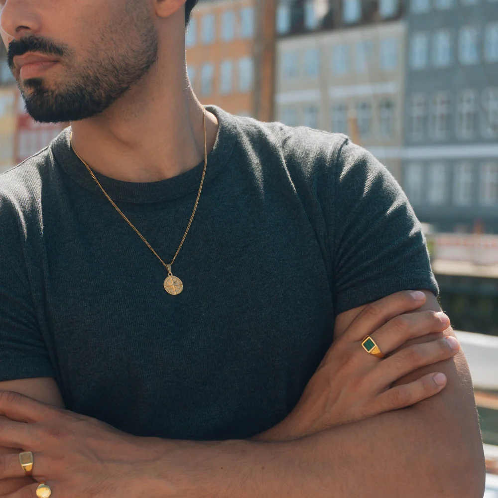 Square Malachite Ring - Gold - Image 7