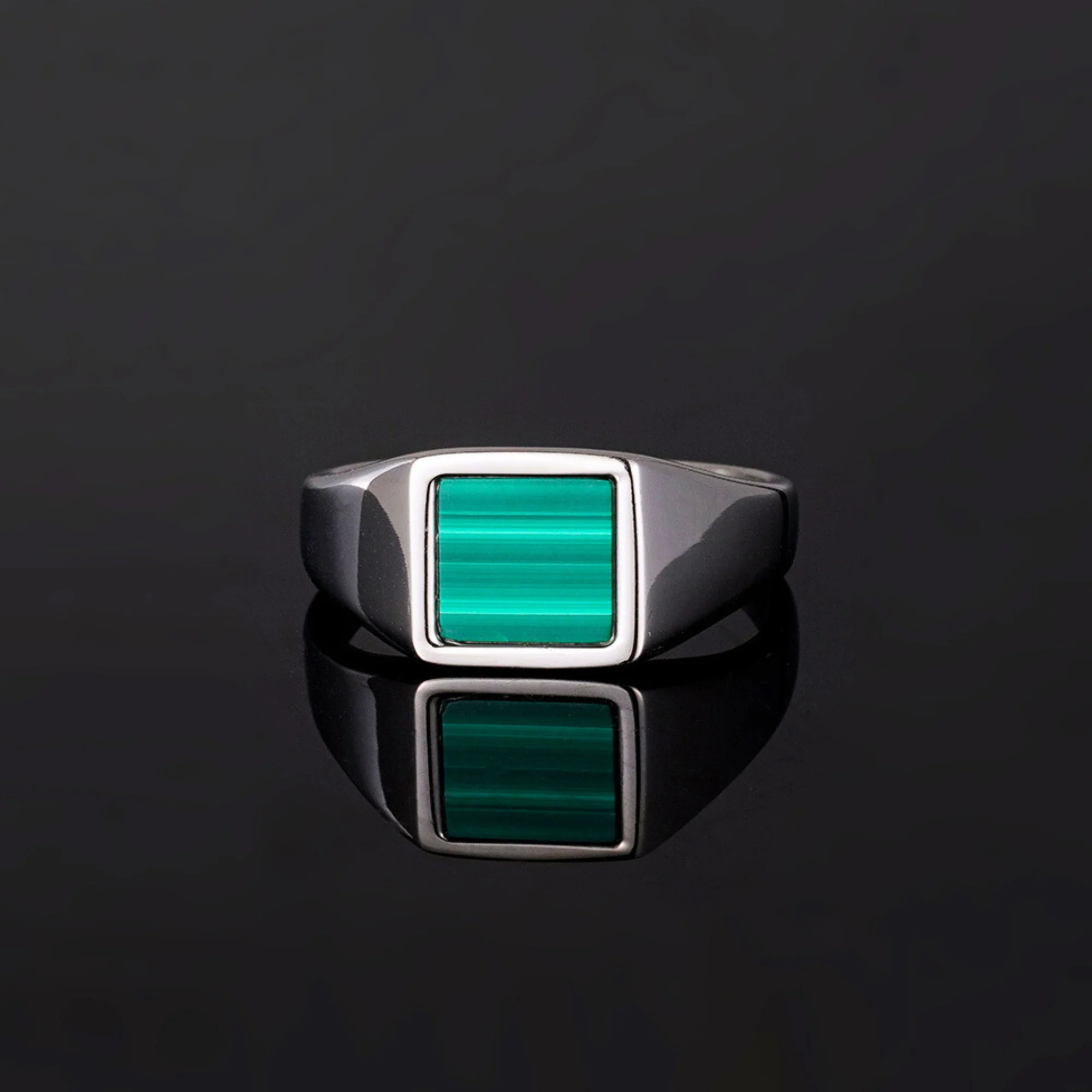 Square Malachite Ring - Gold - Image 10