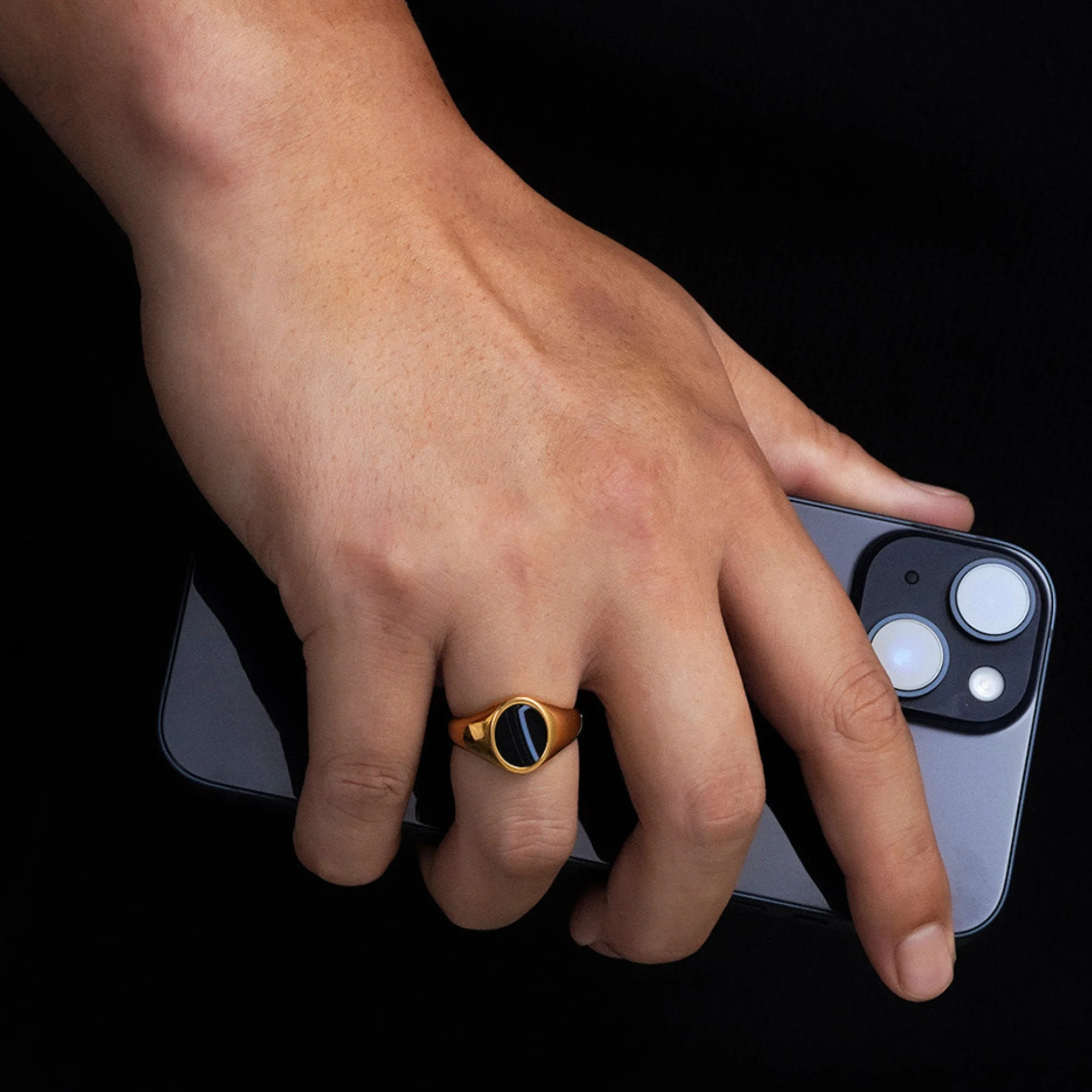 White Line Onyx Ring - Gold - Image 5